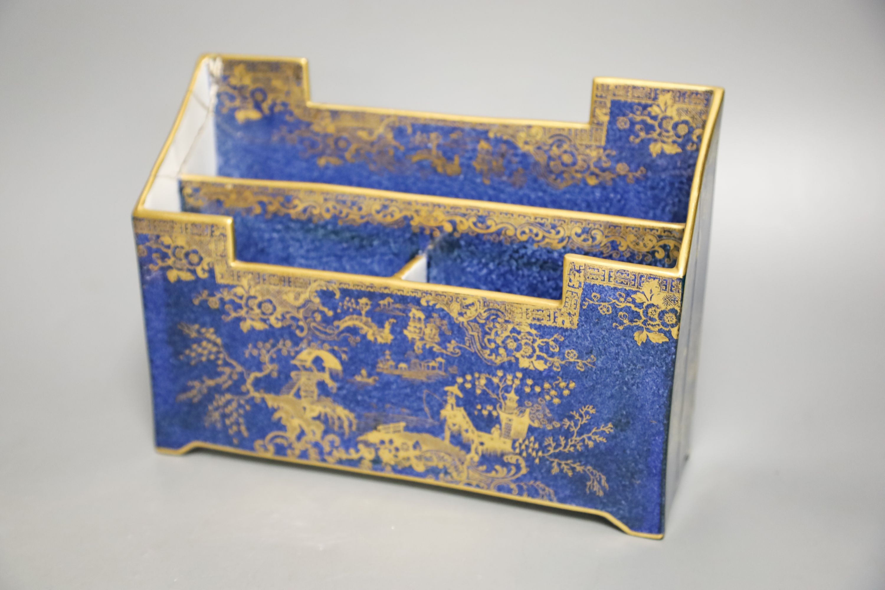 A Copeland Spode powder blue and gilt -decorated desk set